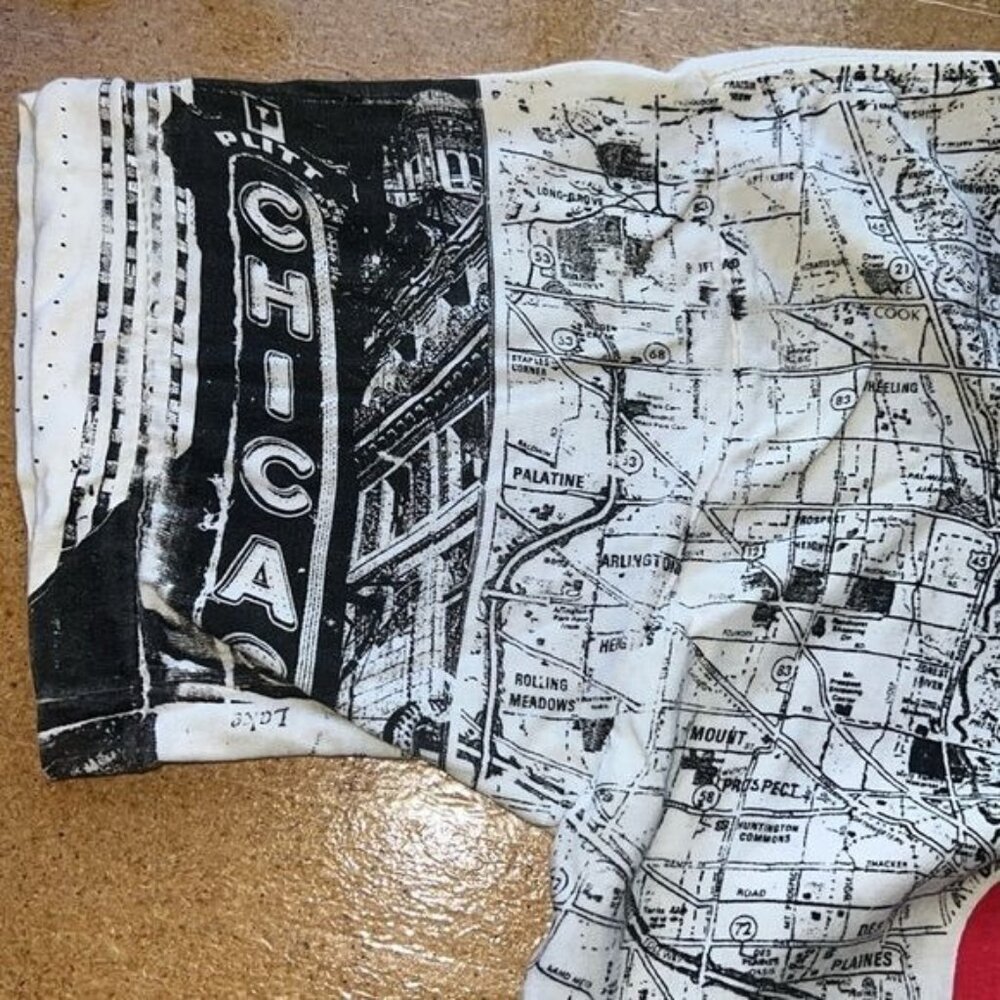 Mens Graphic T-Shirt Map Print Chicago White/Black 100% Cotton Size L - Picture 13 of 13
